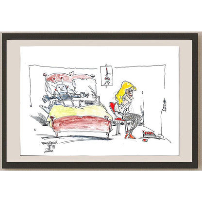 Frans Mensink 50x35cm Orijinal Karikatür BOD03511