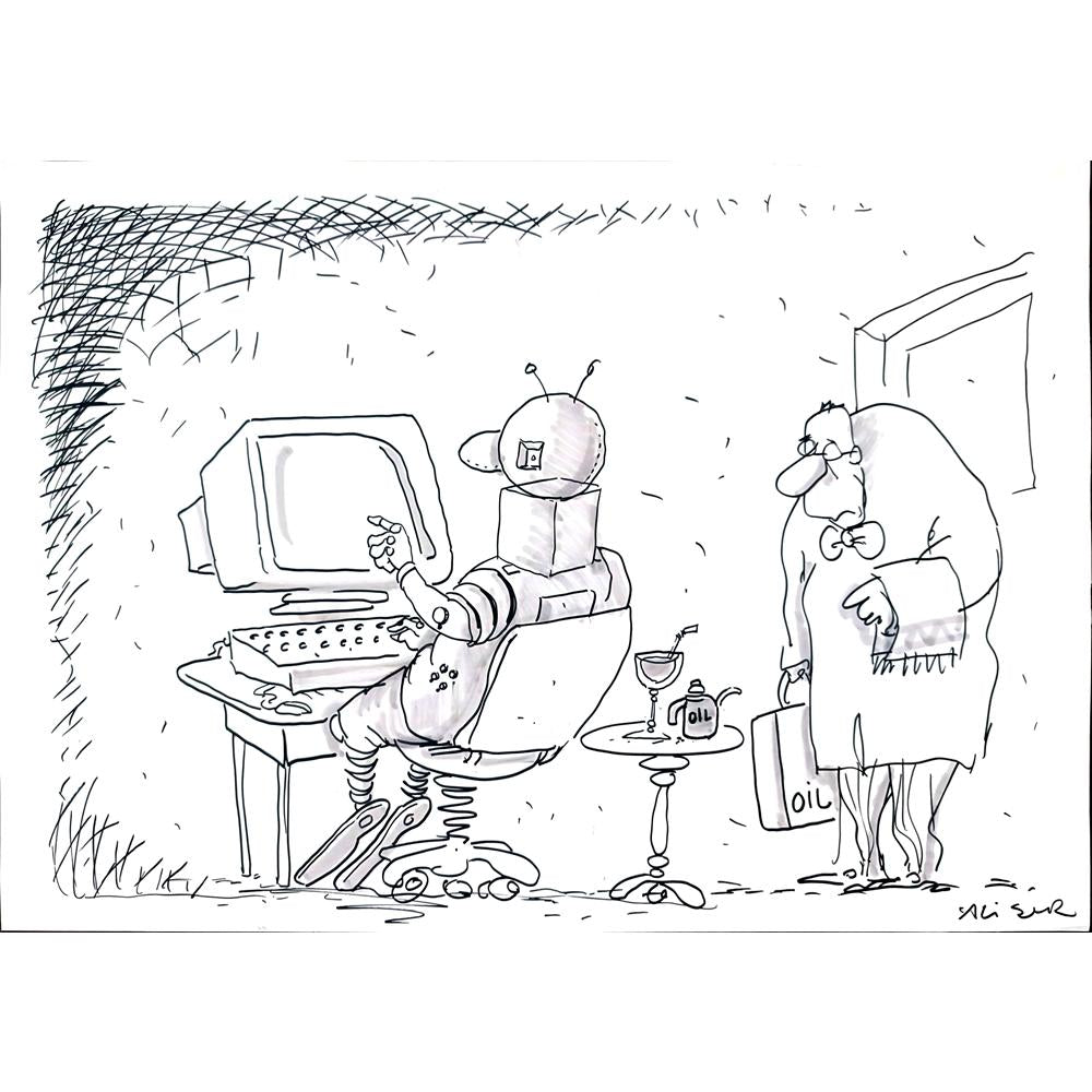 Ali Şur 50x35cm Orijinal Karikatür BOD03516