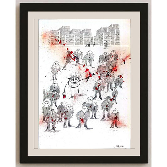 Kolibri Bei Blattman 43x30cm Orijinal Karikatür BOD03589