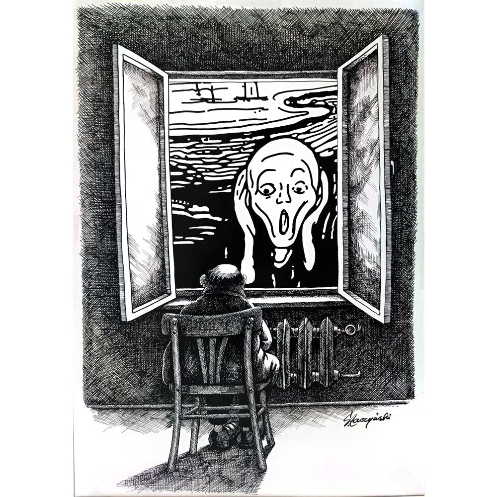 Slawomir Luczynski 29x21cm Orijinal Karikatür BOD03590