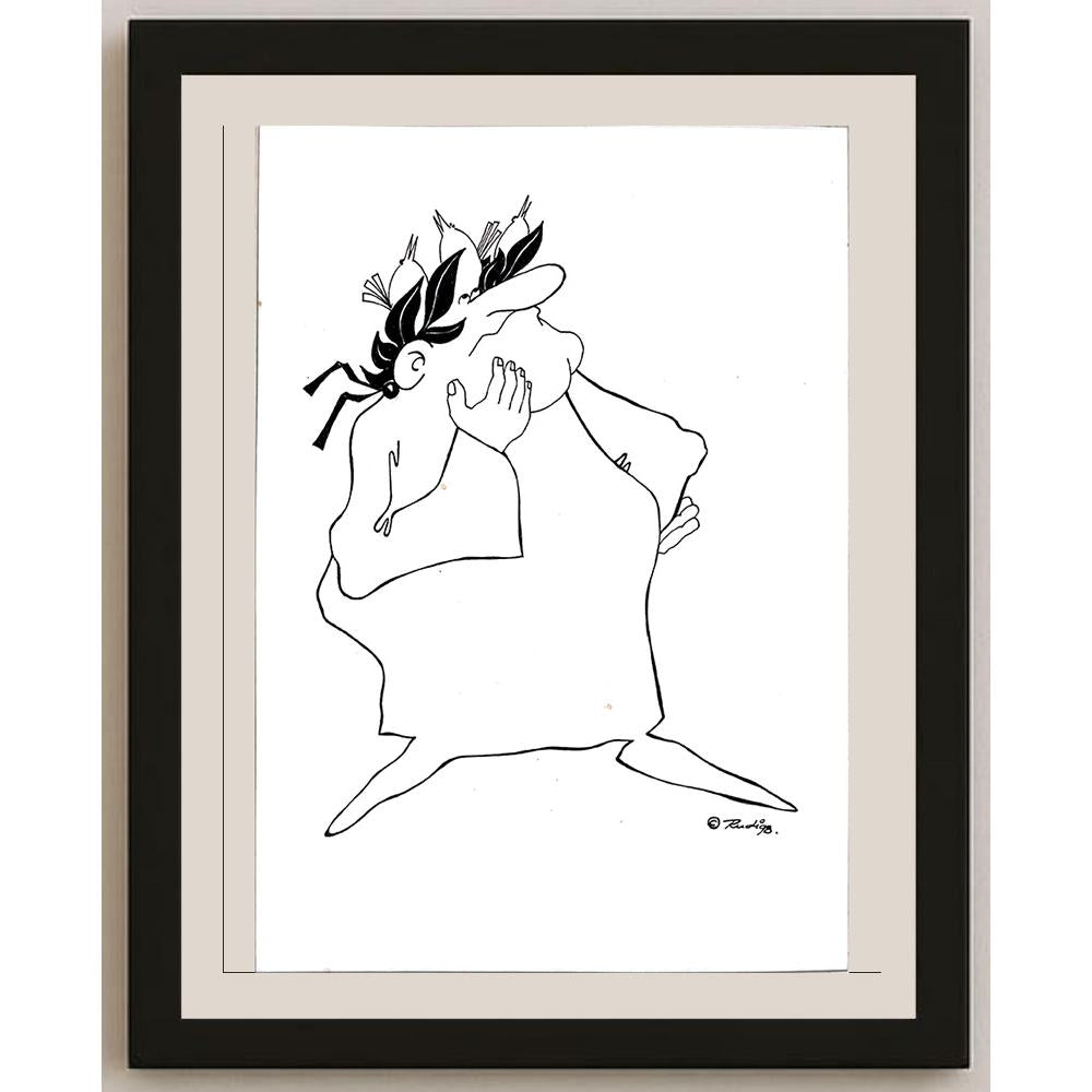 Rudi Schmückle 29x21cm Orijinal Karikatür BOD03597