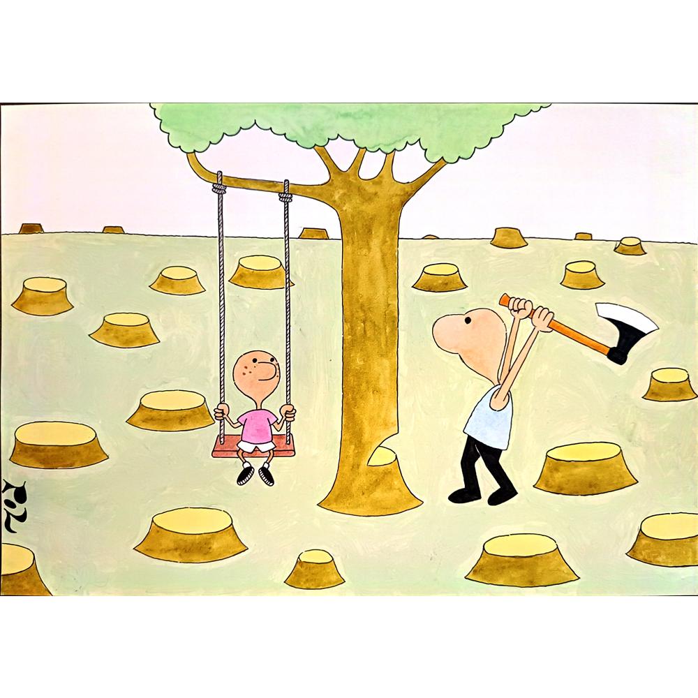 Louis Postruzin 29x21cm Orijinal Karikatür BOD03633