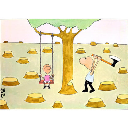 Louis Postruzin 29x21cm Orijinal Karikatür BOD03633