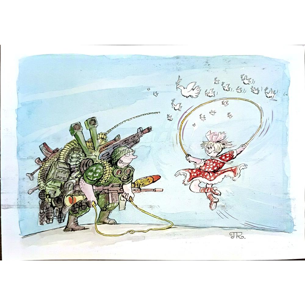 Pyotr Kulinich 29x21cm Orijinal Karikatür BOD03637