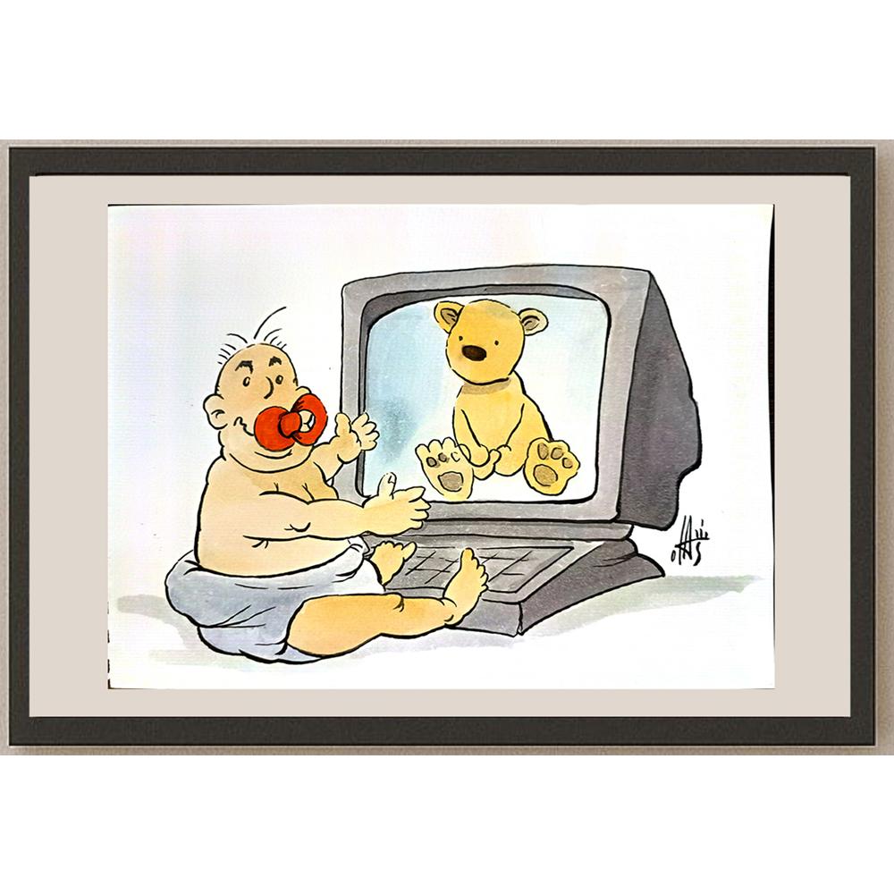 Nikola Otas 29x21cm Orijinal Karikatür BOD03652