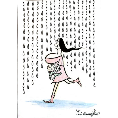 Li Guangjun 29x21cm Orijinal Karikatür BOD03668