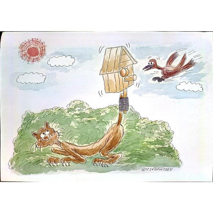 Viktor Skopintsev 29x21cm Orijinal Karikatür BOD03688