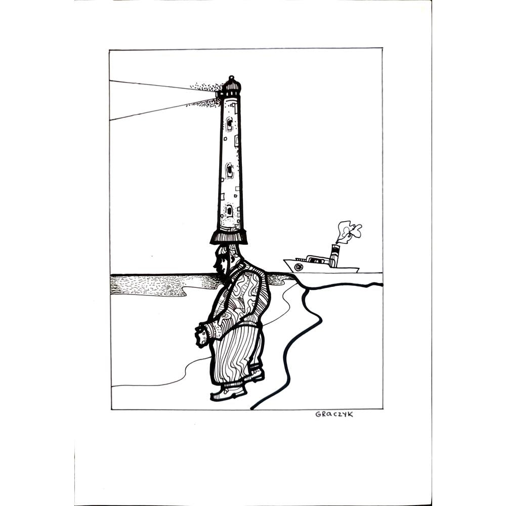 Michal Graczyk 29x21cm Orijinal Karikatür BOD03714