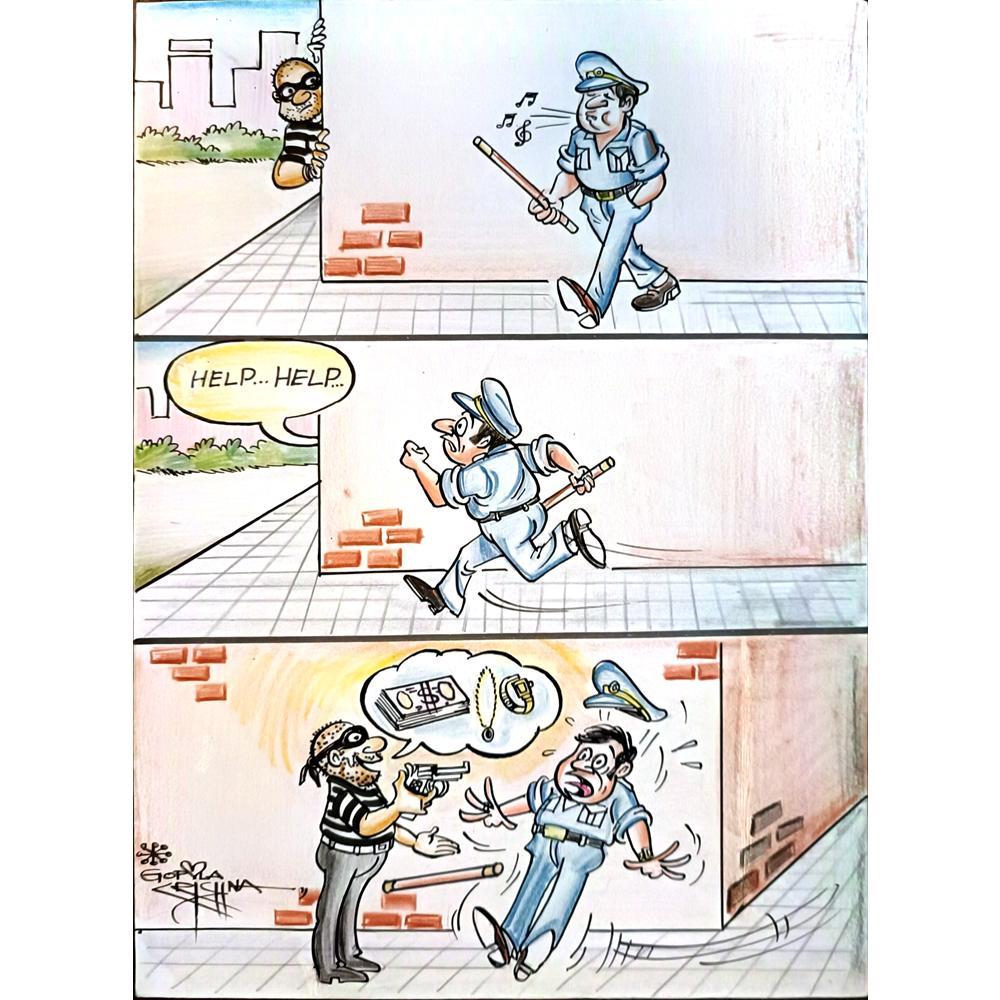 Vendra Gopalaksrishna 29x21cm Orijinal Karikatür BOD03723