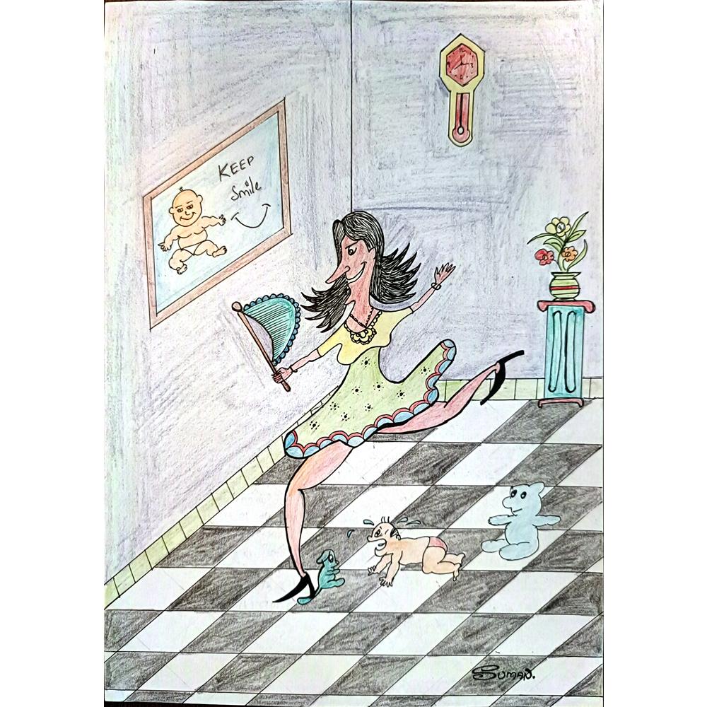Thipparapu Suman Kumar 29x21cm Orijinal Karikatür BOD03745