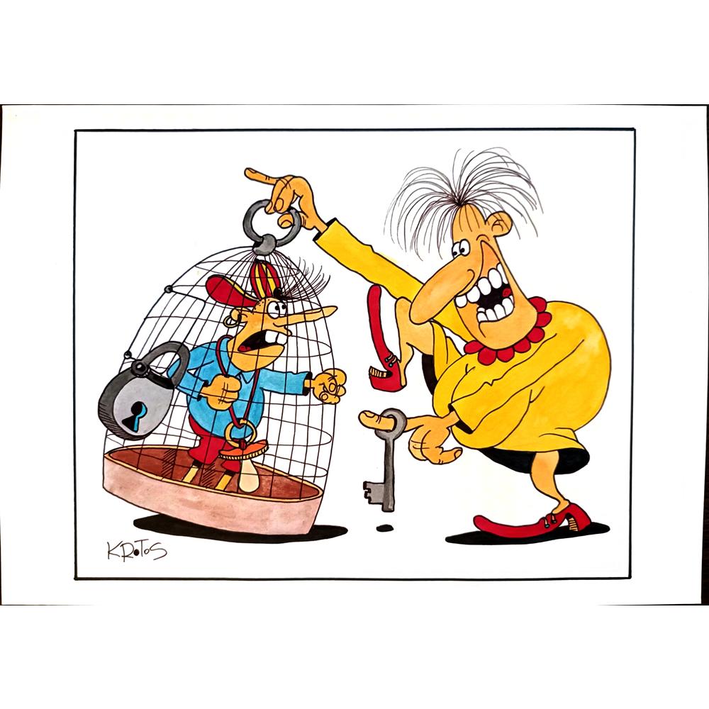 Tadeusz Krotos 29x21cm Orijinal Karikatür BOD03753