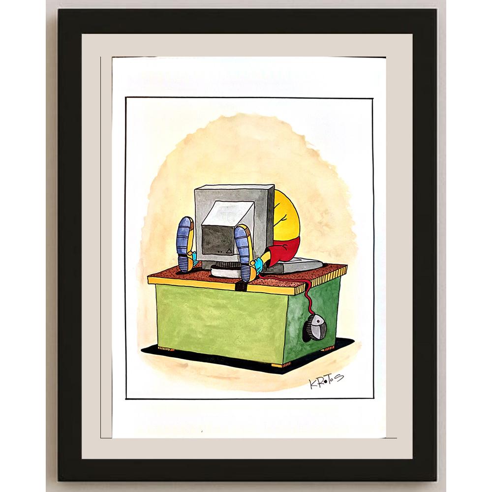 Tadeusz Krotos 29x21cm Orijinal Karikatür BOD03755
