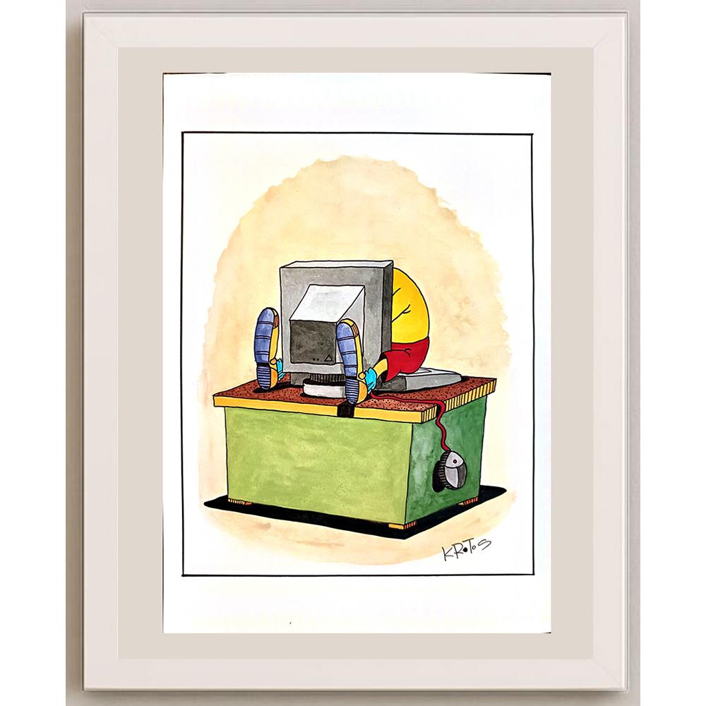Tadeusz Krotos 29x21cm Orijinal Karikatür BOD03755