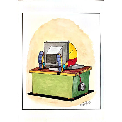 Tadeusz Krotos 29x21cm Orijinal Karikatür BOD03755