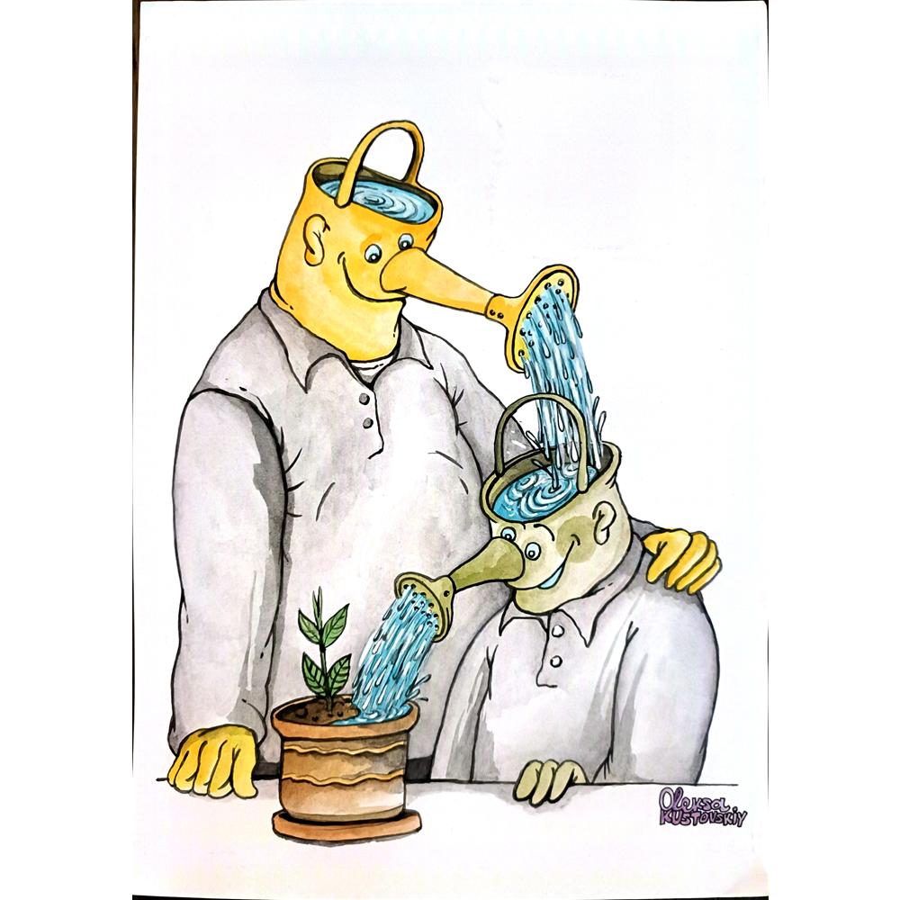Oleksiy Kustovskiy 29x21cm Orijinal Karikatür BOD03771