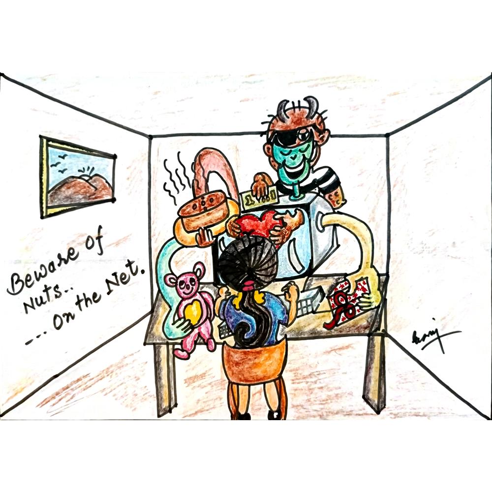Dhanraj Chauhan 29x21cm Orijinal Karikatür BOD03785