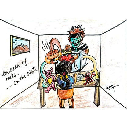 Dhanraj Chauhan 29x21cm Orijinal Karikatür BOD03785