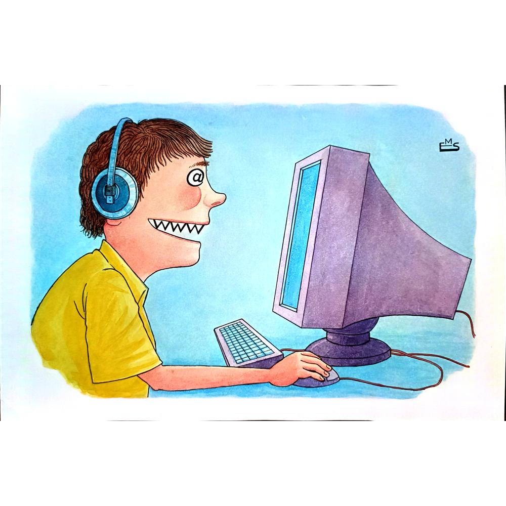 Eshonkulov Maxmudjon 29x21cm Orijinal Karikatür BOD03830