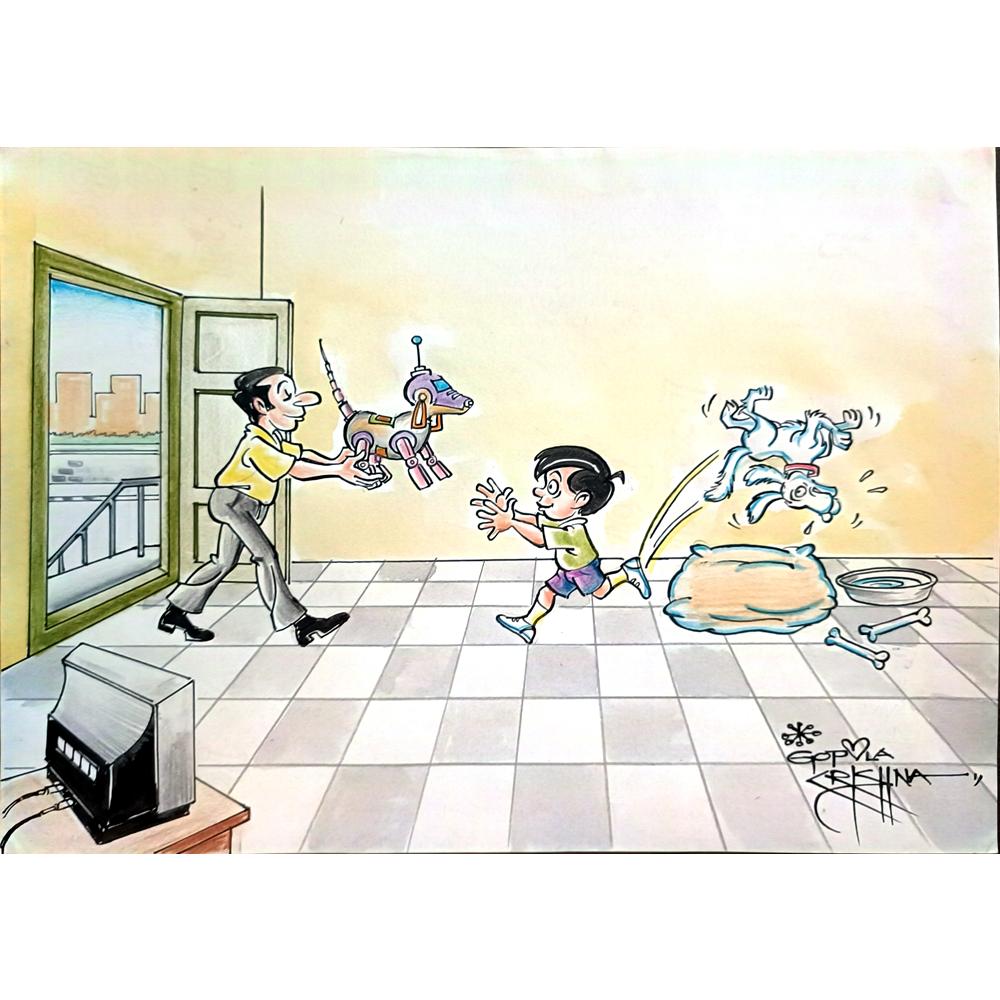 Vendra Gopalaksrishna 29x21cm Orijinal Karikatür BOD03849