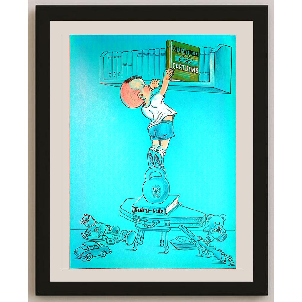 Gazizov Aidarbek 29x21cm Orijinal Karikatür BOD03856