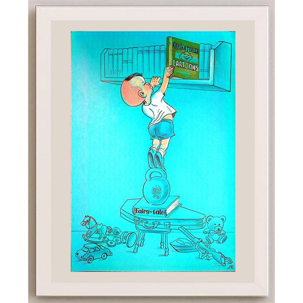 Gazizov Aidarbek 29x21cm Orijinal Karikatür BOD03856