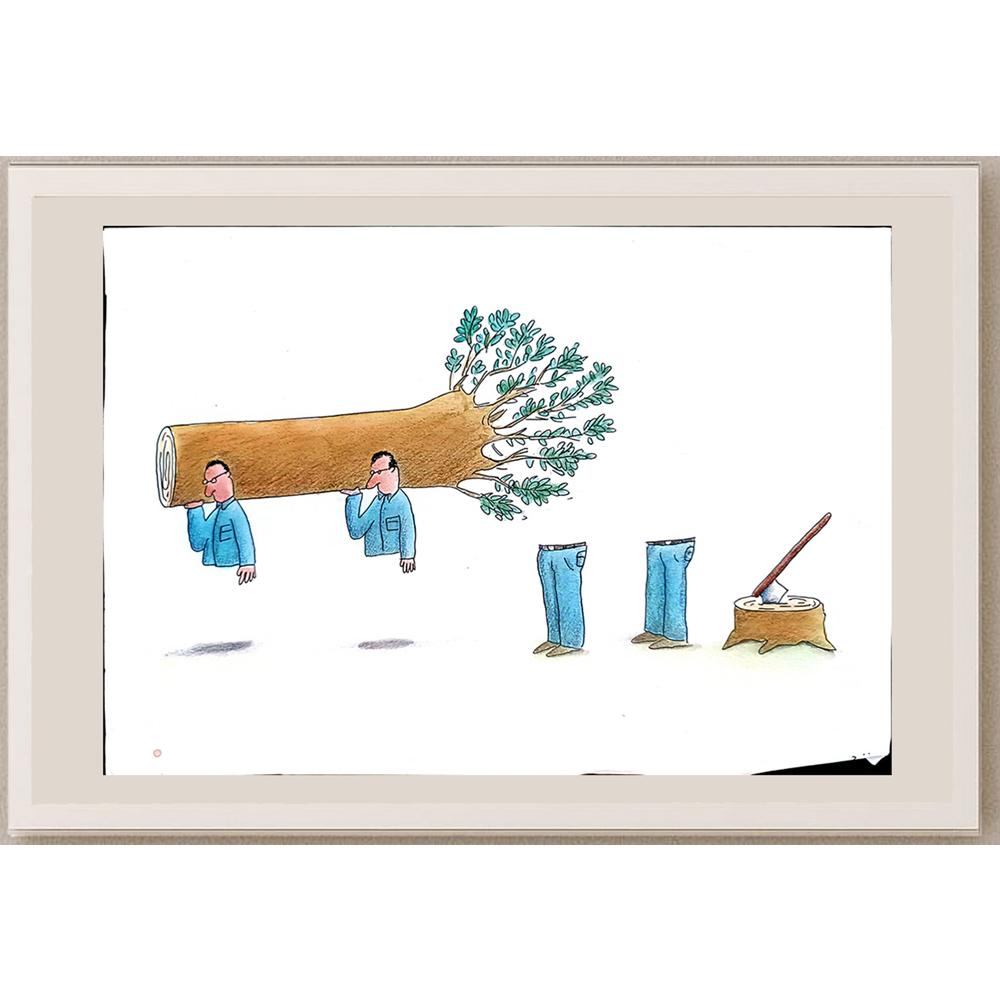 Masoud Ziaei Zardkhashosei 29x21cm Orijinal Karikatür BOD03861