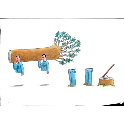 Masoud Ziaei Zardkhashosei 29x21cm Orijinal Karikatür BOD03861
