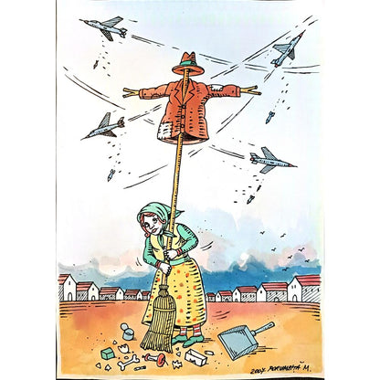 Porumbita Mihaita 29x21cm Orijinal Karikatür BOD03869