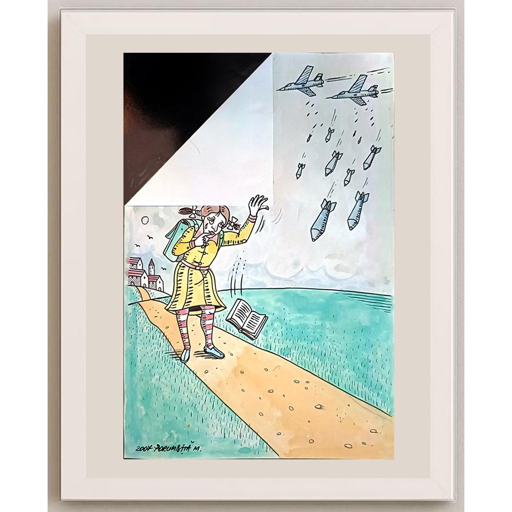 Porumbita Mihaita 29x21cm Orijinal Karikatür BOD03954