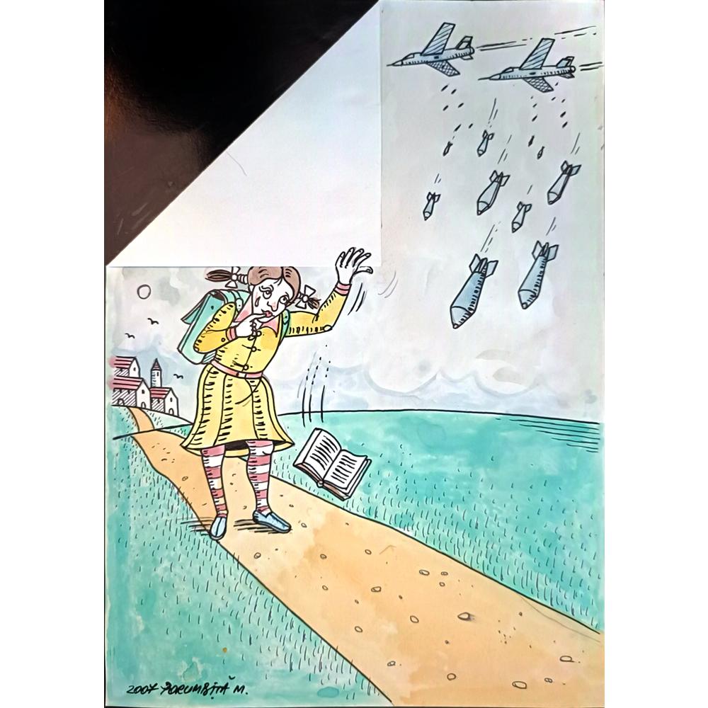 Porumbita Mihaita 29x21cm Orijinal Karikatür BOD03954