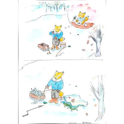 Eiji Okamoto 29x21cm Orijinal Karikatür BOD04009
