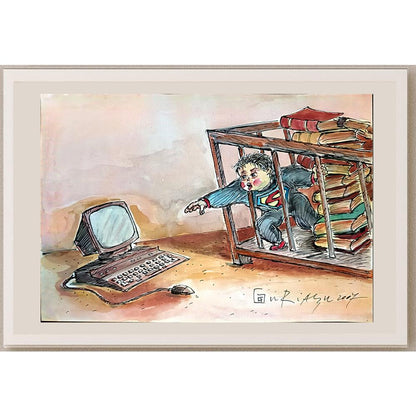 Gheorghita Ghinea Uriasu 29x21cm Orijinal Karikatür BOD04019