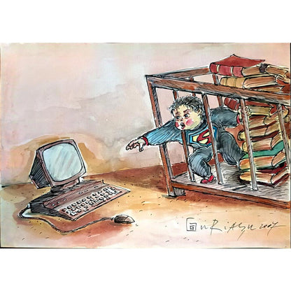 Gheorghita Ghinea Uriasu 29x21cm Orijinal Karikatür BOD04019