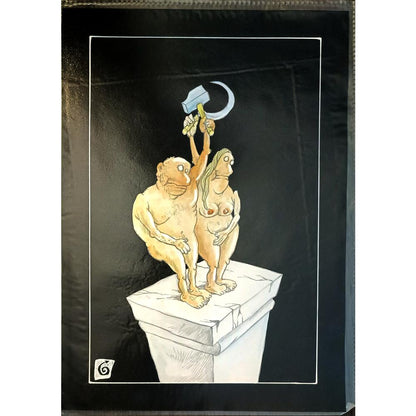 Unknown 29x21cm Orijinal Karikatür BOD04083