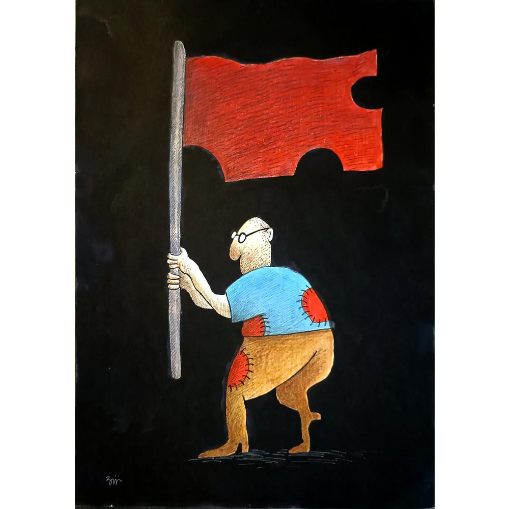 Masoud Ziaei Zardkhashosei 29x21cm Orijinal Karikatür BOD04098