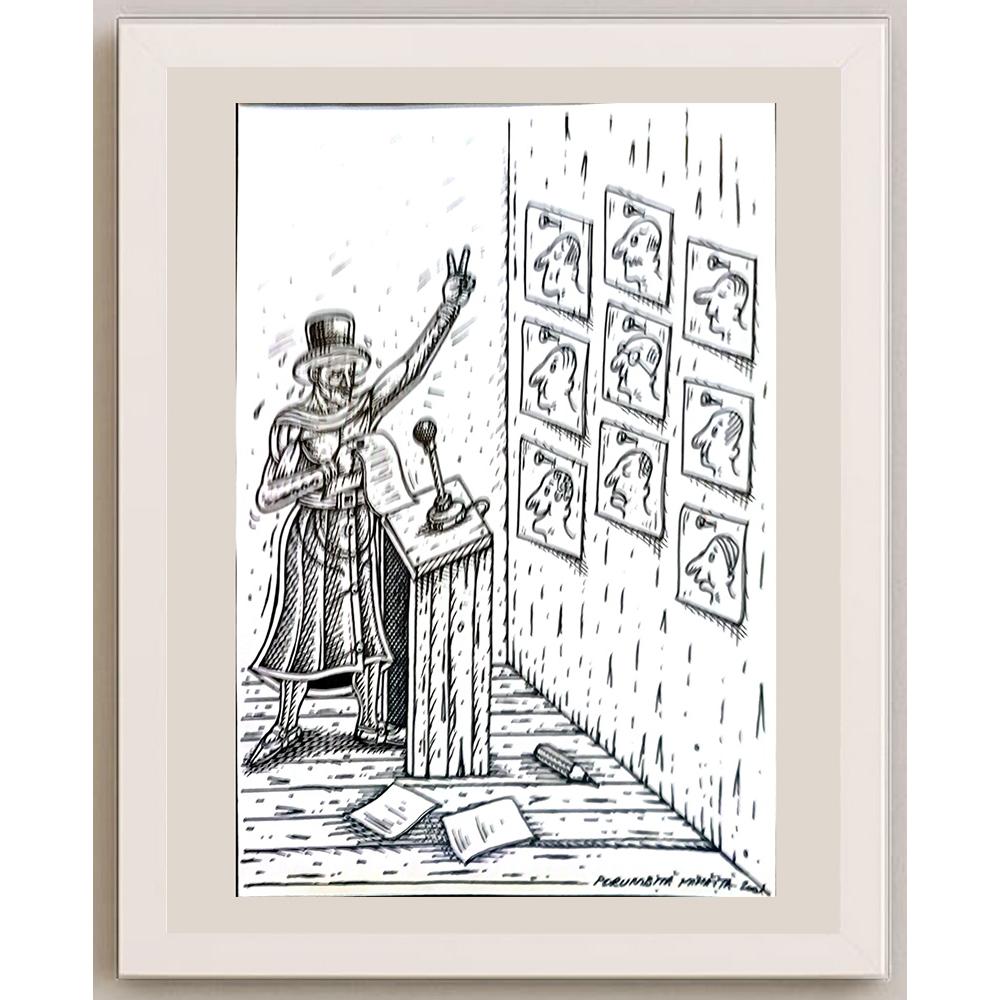 Porumbita Mihaita 29x21cm Orijinal Karikatür BOD04127