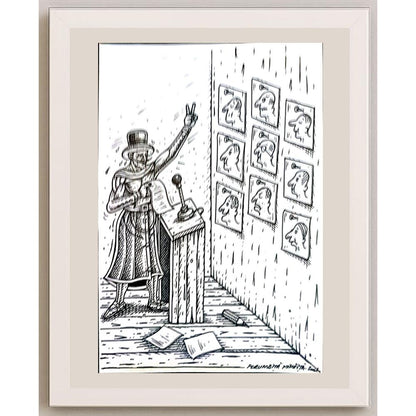 Porumbita Mihaita 29x21cm Orijinal Karikatür BOD04127