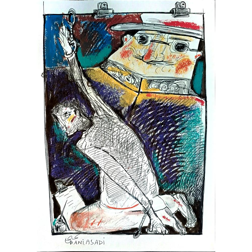 Baniasadi Mohammad Ali 29x21cm Orijinal Karikatür BOD04276