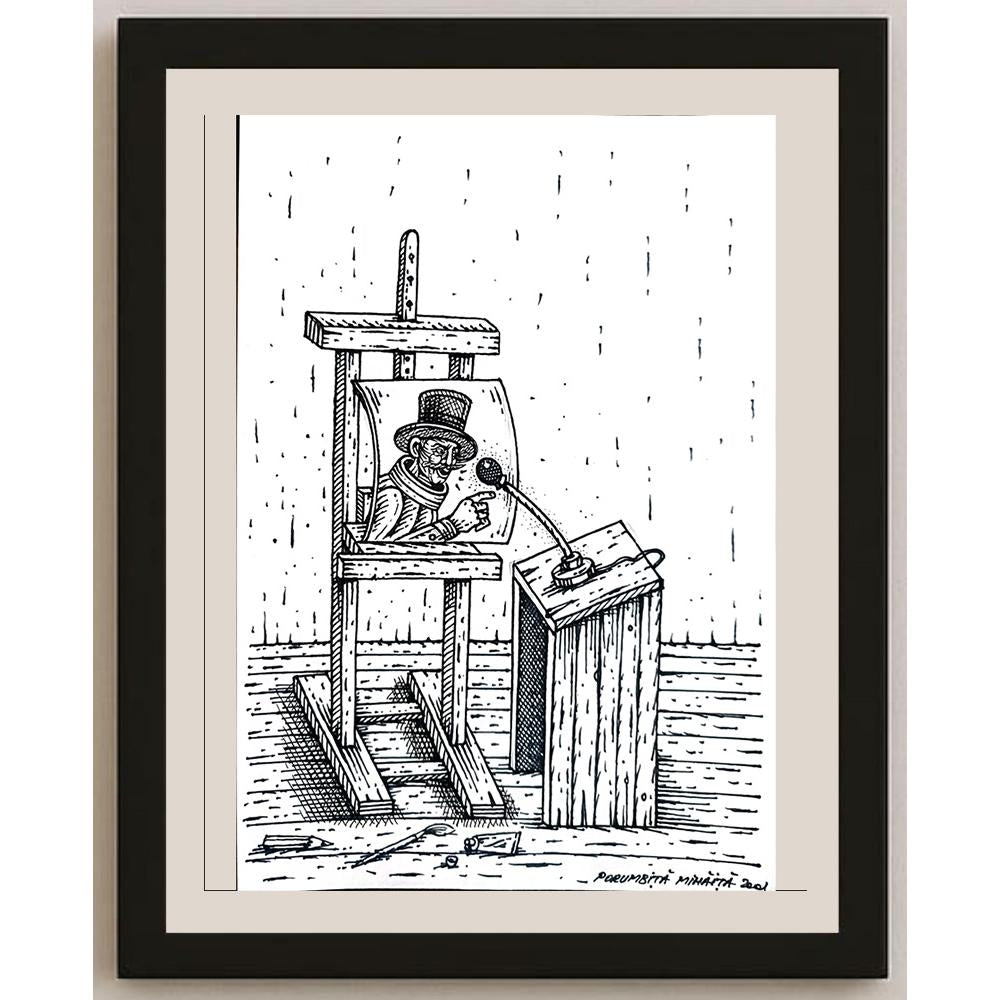 Porumbita Mihaita 29x21cm Orijinal Karikatür BOD04282