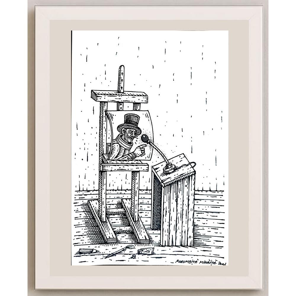 Porumbita Mihaita 29x21cm Orijinal Karikatür BOD04282