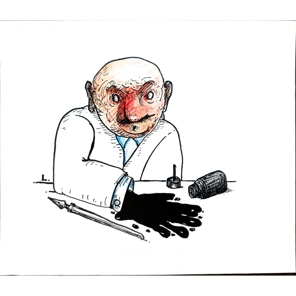Dusan Ludwig 28x24cm Orijinal Karikatür BOD04295