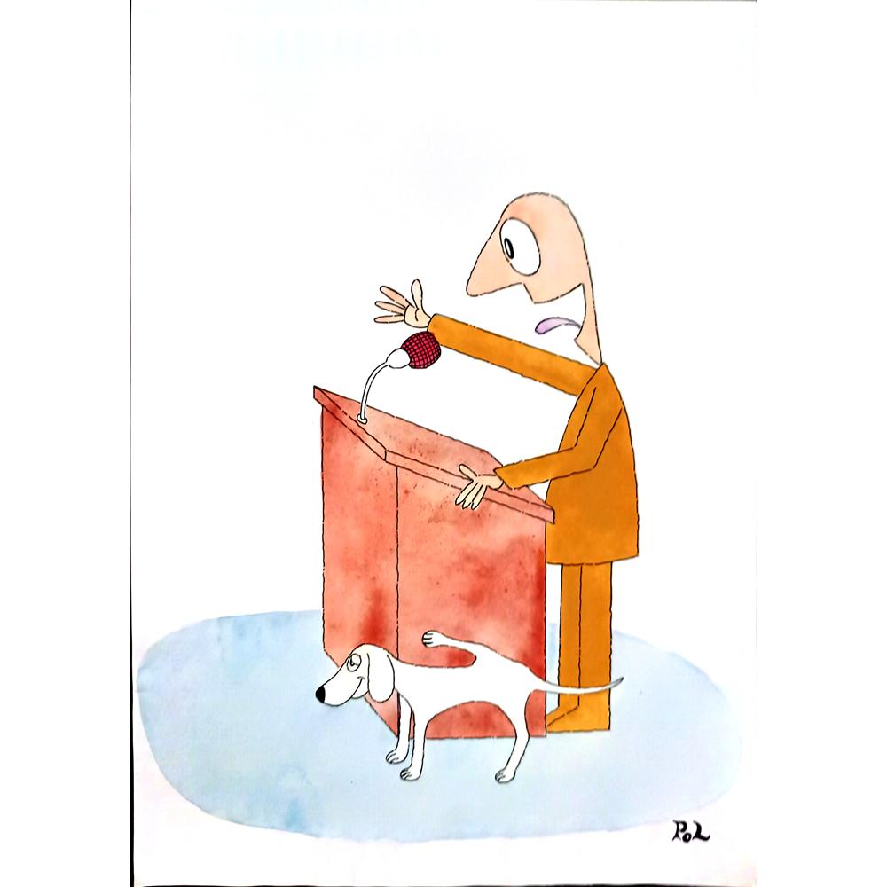 Louis Postruzin 29x21cm Orijinal Karikatür BOD04299