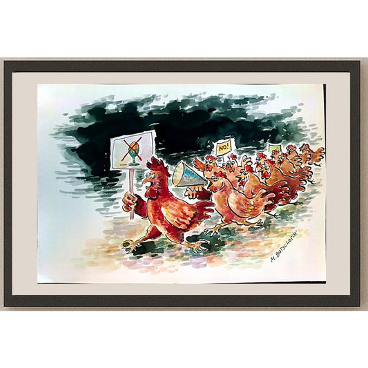 Mikael Botscharov 29x21cm Orijinal Karikatür BOD04316