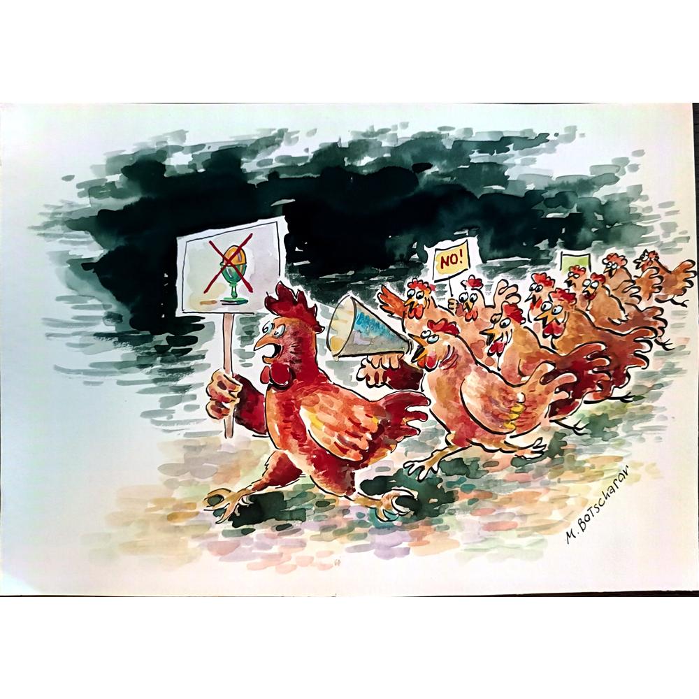 Mikael Botscharov 29x21cm Orijinal Karikatür BOD04316