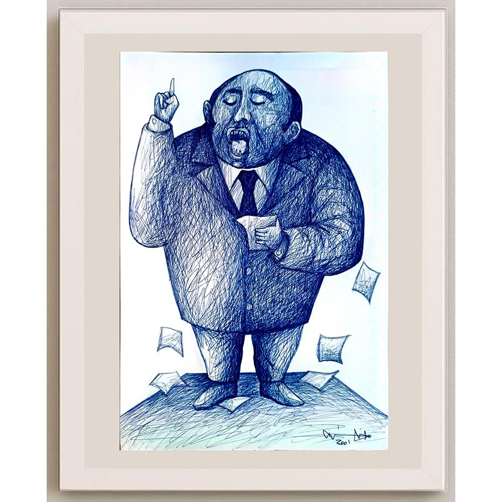 Candido Isidfo Cuenca Fuentes 43x30cm Orijinal Karikatür BOD04346