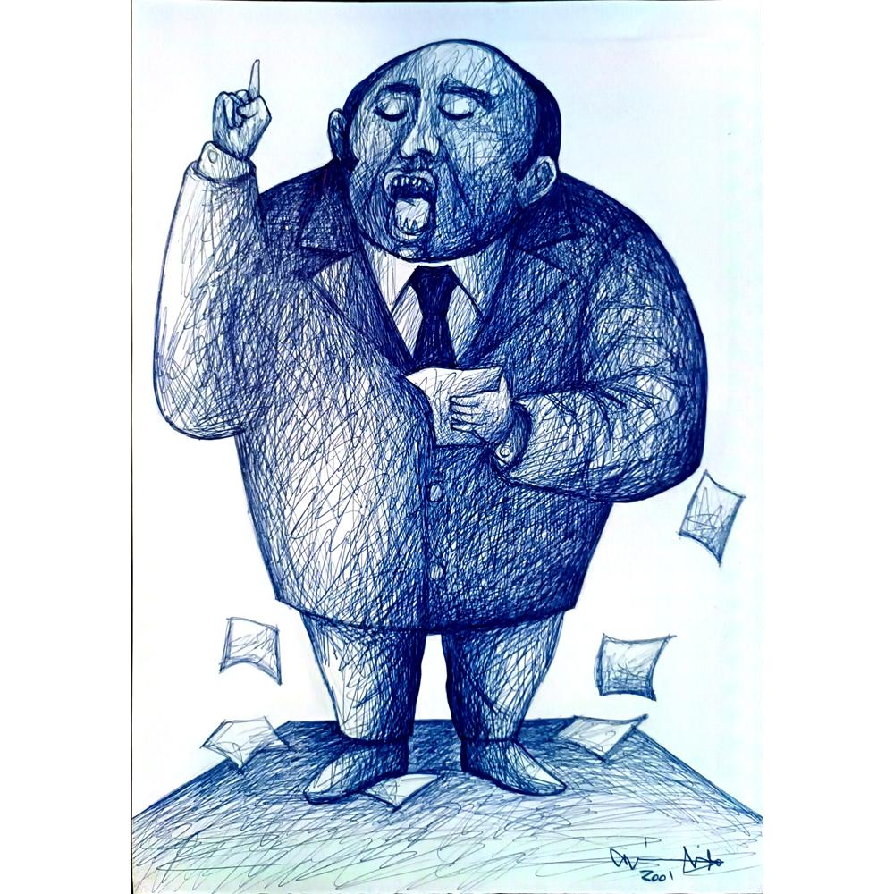 Candido Isidfo Cuenca Fuentes 43x30cm Orijinal Karikatür BOD04346