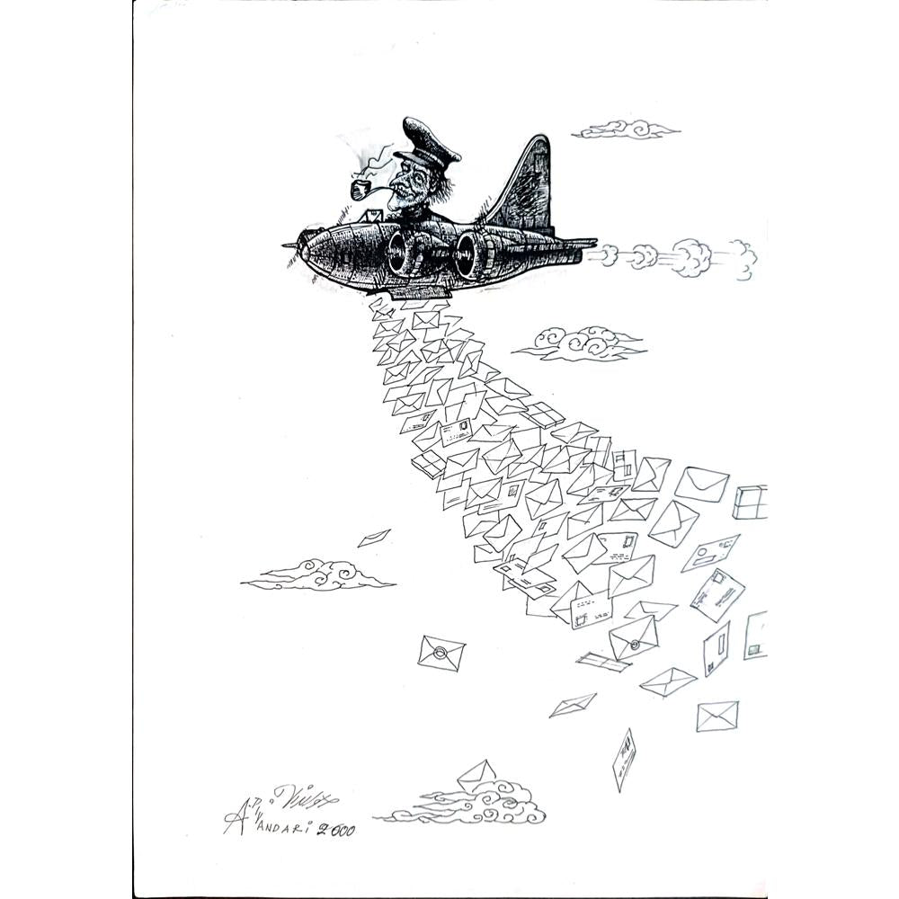 Ali Divandari 29x21cm Orijinal Karikatür BOD04349