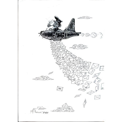 Ali Divandari 29x21cm Orijinal Karikatür BOD04349