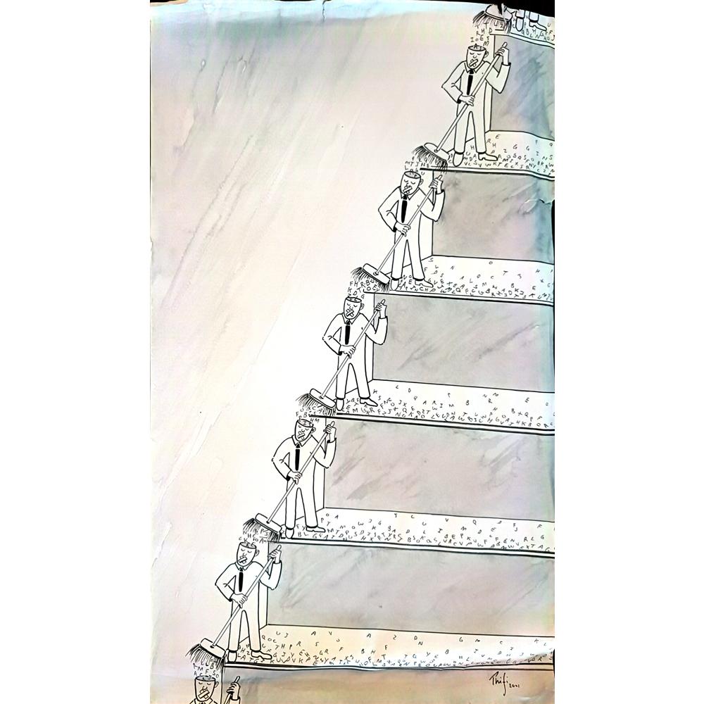 Bossens Philippe 43x25cm Orijinal Karikatür BOD04422