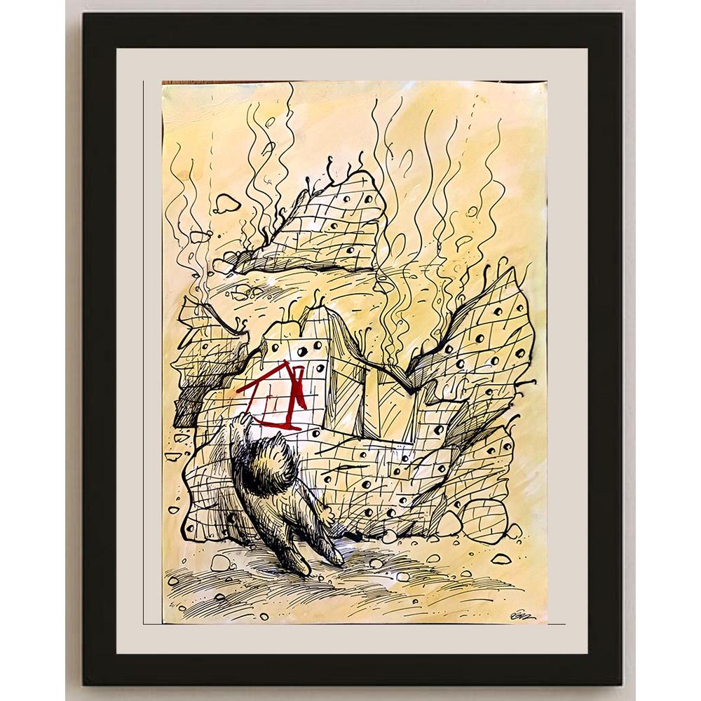 Oğuz Gürel 43x30cm Orijinal Karikatür BOD04437